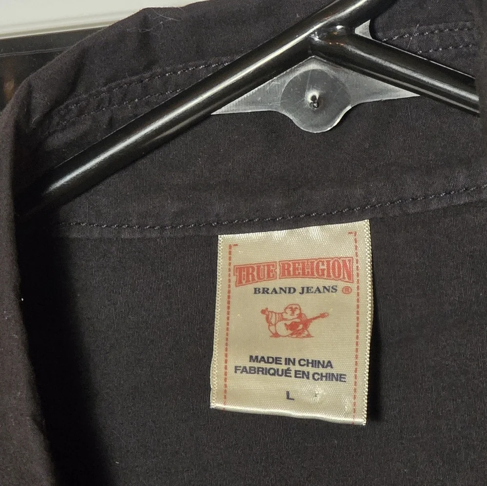 True Religion Men's Black Button Down Shirt Large